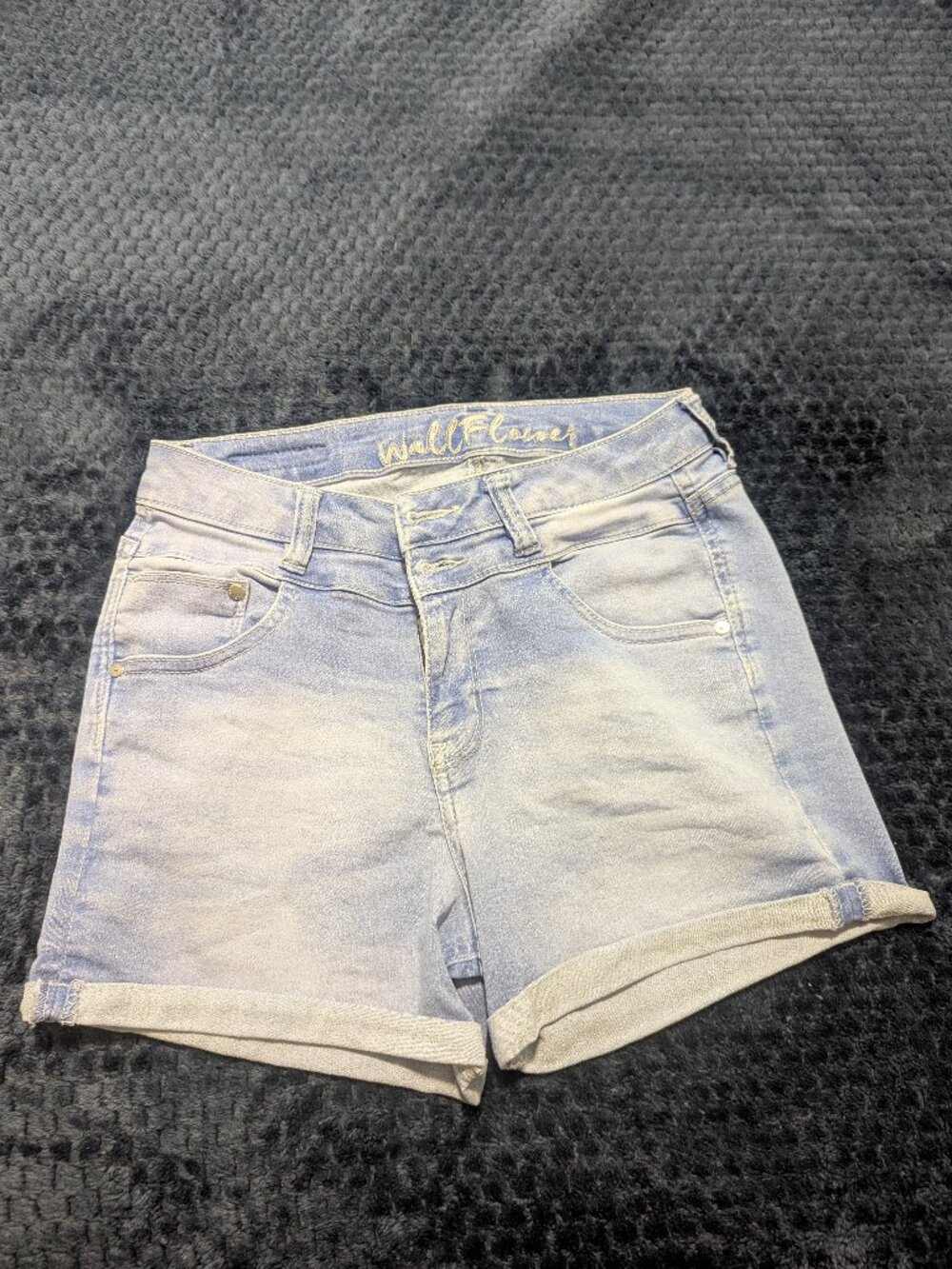 Wallflower Denim Shorts (Juniors) high-waisted, light wash